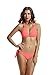 zeraca Women's Criss Cross Triangle Bikini Swimsuit (L14, Coral Flash)