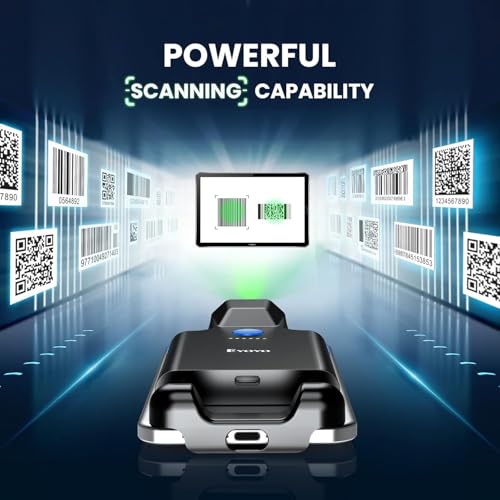 Eyoyo 2D Backclip Bluetooth Barcode Scanner, Phone Barcode Scanner with Back Clip, QR 1D Wireless Code Scanner with 1600mAh Battery Works with Android, iOS, iPhone