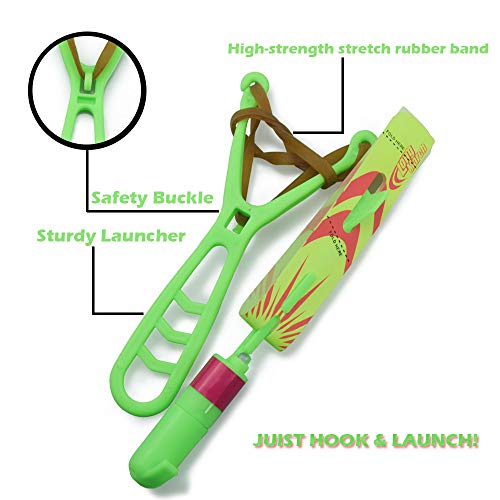 FAFA1808 Rocket Whistle Slingshot Finger Copter Led Toy Rocket (1 Box, Green)