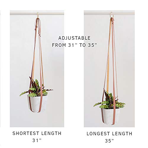 Plant Hanger | Hanging Planters for Indoor Plants | Adjustable Vegan Leather in Beige or Brown | Planter Holder for Pot or Basket to Hang from Wall (Mahogany Brown) - Thumbnail 6