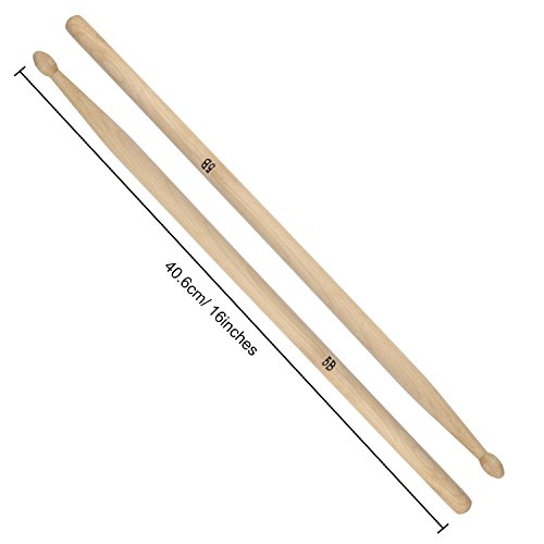 Mudder 3 Pair Classic Maple Wood Drum Sticks Drumsticks Wood Tip Drumstick Student Drum Sticks Musical Parts (5B)