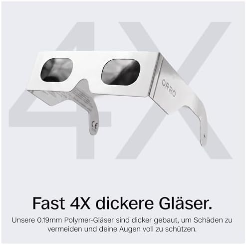 Sonnenfinsternis-Brillen 45 mm, 2er-/6er-/12er-Pack, Weiß, Passt über Korrekturbrillen, Zertifizierter Augenschutz, EN ISO 12312-2:2015 geprüft, CE-gekennzeichnet – Randpassform