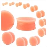PAIR of Flesh Skin Colored Plugs Hiding Hide Retainer Silicone Ear Gauges 6g 4g 2g 0g 00g 1/2 5/8 3/4 7/8 1 inch (00g 10mm)