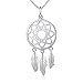Inspirational Jewelry Sterling Silver Feather Dream Catcher Necklace for Women, Rolo Chain 18