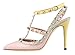 MONICOCO Women's Stilettos Studded T-Strap Pumps Pointed Toe Shoes