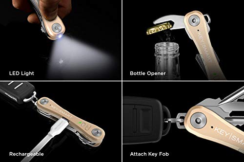 KeySmart Pro - Compact Key Holder w LED Light & Tile Smart Technology, Track Your Lost Keys & Phone w Bluetooth (up to 10 Keys, Gold) - Thumbnail 2