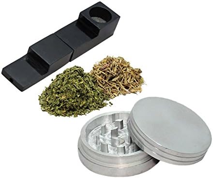 EDC Combo - Foldable Magnetic Pipe with 2.0" 2 Layer Herb/ Tobacco Grinder (Black Pipe)
