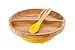 Avanchy Toddler Baby Plates Divided Bamboo, Suction for Babies Kids Toddler Food with Silicone Spoon for Feeding, Yellow