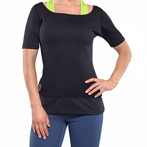Zaggora HotTop Slimming Neoprene Weight Loss Tshirt, Womens, Black, Medium