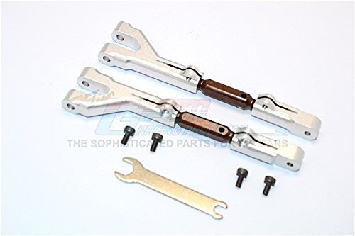 HPI Savage 21, X, XL, K4.6, Flux Upgrade Parts Aluminum Front/Rear Adjustable Upper Arm (Steel Tie Rod Set) With Screws - 1Pr Set Silver