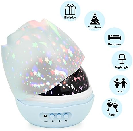 Nasus Star Night Light Projector, Updated Version with 360 Degree Rotating Projector Rosebud Lamps 4 LED Bulbs 8 Lighting Mode Decoration for Bedroom Valentine's Day Gift for Lover (Blue-New)
