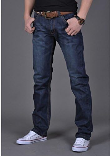 Wpcheng Men's Big Size 28-38 Casual Slim Denim Man Trouser Winter Long Cowboy Pant Dark blue 30