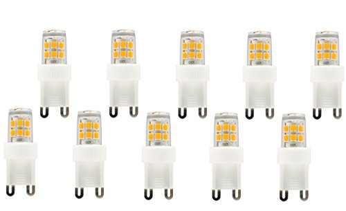 UL-Listed, G9 LED Light Bulb, 10-Pack, Epistar COB 1.7 Watt, 220 Lumen, Not Dimmable, Warm White 3000K, 360° Beam Angle, 120 Volt, 25W Equivalent, Halogen G9 Replacement Bulb