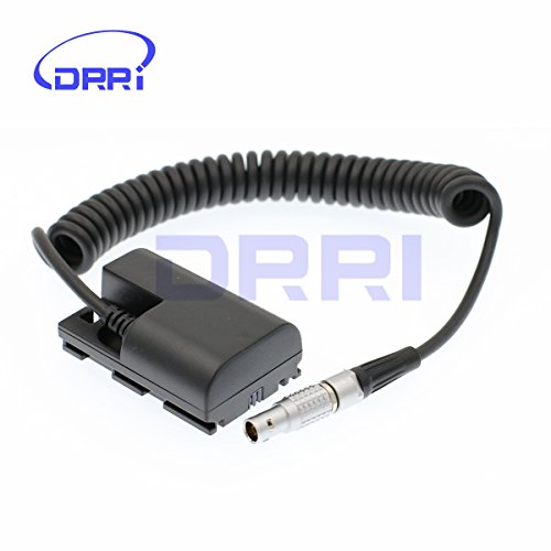 DRRI Dummy Battery LP-E6 to Lemo 2 pin Power Coiled Cable for Canon 5D3 5D mark II 7D 60D