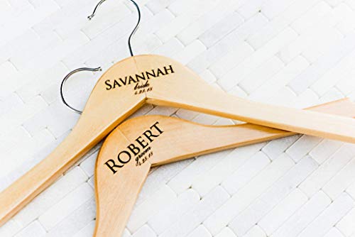 image for Left Coast Original 6 Wedding Dress Hangers Personalized Calligraphy B