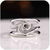 Wave Design 925 Sterling Silver Ring Wave Band Ring Fashion Jewelry for Women Silver Stackable Rings Wedding Ring Engagement Wedding Party Band Ring Size 6
