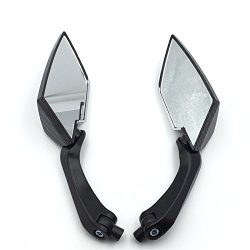 XKMT GROUP Motorcycle Carbon Fiber Diamond Blade Style Rearview Mirrors 8mm 10mm Fit All Motorcycle Standard Naked Street Bike with Standard Metric Screws 7/8" handlebar Honda CB1000R Shadow Valkyrie - Thumbnail 3