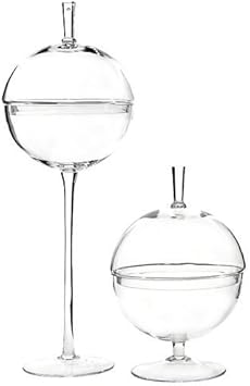 Modern Footed Round Ball Apothecary Jar Set 2 Lid Stem Candy Mid Century Sphere Amazon Ca Home