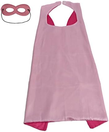 Whoopgifts 55cm x 70cm Polyester Satin Reversible Kids, Adult, Men, Women Superhero Cape With Mask, Pink&Rose