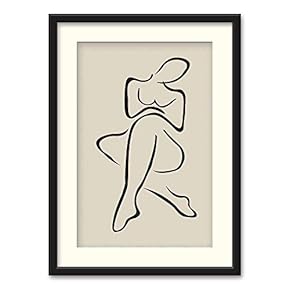 SIGNFORD Black Framed Canvas Wall Art Line Drawing...