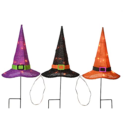 23" Pre-Lit Multicolor Witch’s Hat Garden Stakes