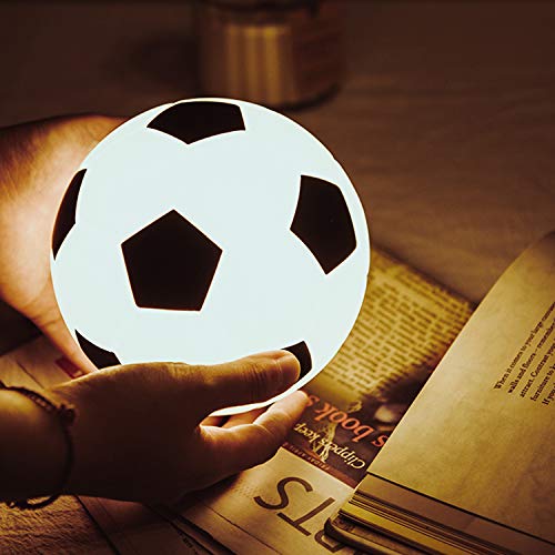 Soccer Toy, Soccer Night Light for Kids, Soccer Gift for Boys, LED Silicone Bedside Lamp for Children/Nursing/Kids Room, Dimmable/USB Rechargeable/Eye Caring/Mini Soccer Toy/13cm/White - Thumbnail 7