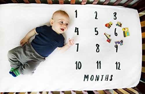 Baby Monthly Milestone Blanket and Milestone Crib Sheet | Baby Milestone Blanket | Newborn Milestone Blanket | Fleece Crib Sheet | Warm Crib Sheet | Fitted Crib Sheet | Photo Background - Thumbnail 4
