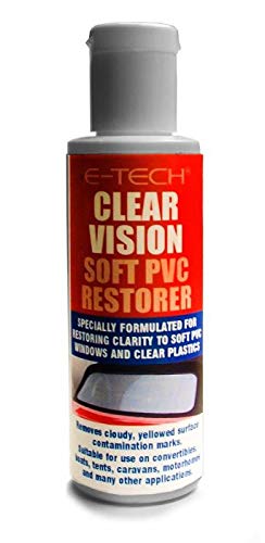 BITS4REASONS E TECH NEW FORMULA CLEAR VISION SOFT PVC RESTORER - 100ML - IDEAL FOR PLASTIC WINDOWS CAR ROOFS CARAVANS MOTORHOMES