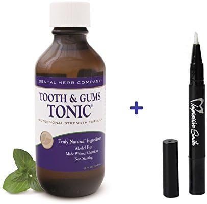 Dental Herb Company Tooth & Gums Tonic 18oz Bottle + Teeth Whitening Pen with Professional Strength Gel