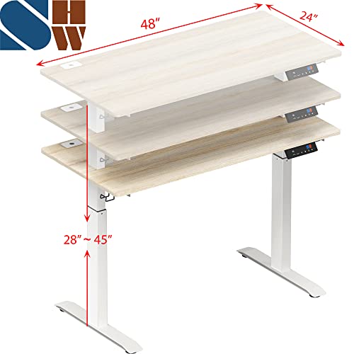 SHW Memory Preset Electric Height Adjustable Standing Desk, 48 x 24 Inches, Maple Pricepulse
