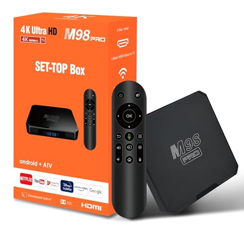 Android TV Box, M98PRO 12.0 4GB RAM 32GB ROM 4K Ultra HD, AllWinner H618 64bit Support 3D USB HD H.265 2.4/5GHz Dual WiFi Ethernet & Intelligent Control Interface for Android Box