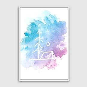 Framed Canvas Home Artwork Decoration Watercolor Canvas Wall Art for Living Room, Bedroom - 16x24 inches
