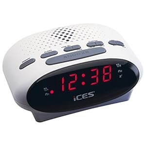 iCES ICR-210 Horlogeradio 2X wektijden, sluimerfunctie, slaaptimer, wit