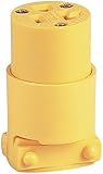 EATON 4228-BOX Heavy Duty Grounded Straight Blade Electrical Connector, 125 V, 20 A, 2 Pole, yellow
