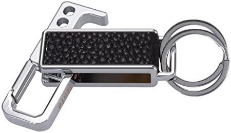 Ke senle Keychain with Bottle Opener, 2 Rings Stainless Steel Anti-lost Keychain Carabiner for Men (With Bottle Opener+Silver)