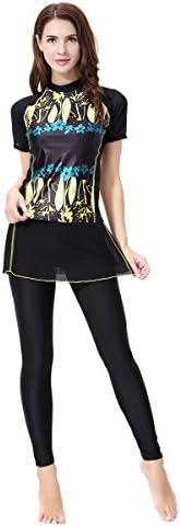 CaptainSwim Women's Short Sleeve Flower Muslim Islamic Burkini Modest Swimwear Lady Swimsuit
