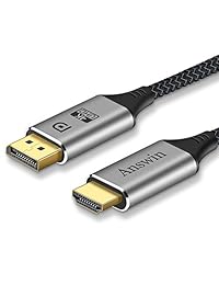 Displayport to HDMI, Answin 6 Feet 4K Displayport to HDMI Cable Adapter - Nylon Braided Undirectional DP to HDMI Cable
