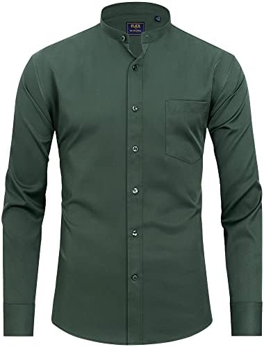 mens silk banded collar dress shirts Men's Banded Collar Silk Shirt
