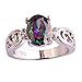 Psiroy 925 Sterling Silver Created Rainbow Topaz Filled Promise Ring
