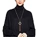 FAERLIIRY Long Tassel Pendant Y Necklace Hollow out Layered Rhombus Leaf Drop Necklace Lariat Chain Jewelry for Women (Rose Gold)