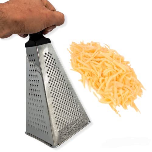 Professional Box Grater, Stainless Steel with 4 Sides, Best for