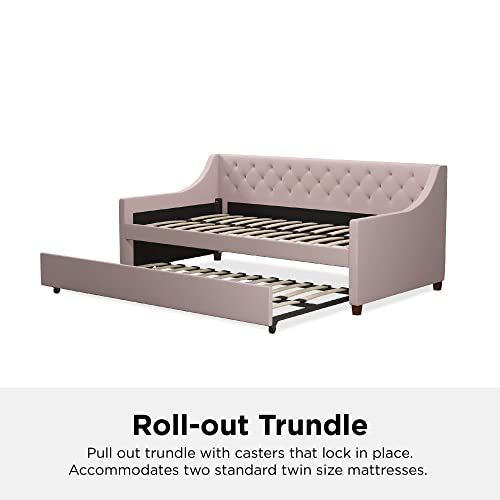Novogratz Her Majesty Upholstered Daybed with Trundle, Twin Size Frame