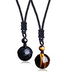 LOYALLOOK Unisex Natural Tiger Stone Onyx Stone Lucky Blessing Chakra Beads Pendant Adjustable Healing Necklace