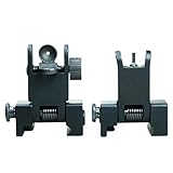Paddsun Tactical Flip Up Iron Sights For Rifle Front Sight rear sight | Rapid Transition Backup Front And Rear Iron Sight BUIS Set Picatinny Rail And Weaver Rail