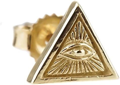 付与 ジナブリング Jina Bring ピアス 10金 プロビデンスの目 メンズ トライアングル フリーメイソン レディース 片方販売 スタッドピアス