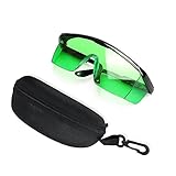 Huepar GL01G Green Laser Enhancement Glasses - Eye Protection Safety Glasses for Green Laser Level, Rotary and Multi-Line Laser Tools - Goggles with Adjustable Temple (Protective Box Included)
