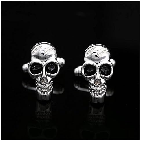 Generic Mens Skull Design White Gold Plated Cufflinks