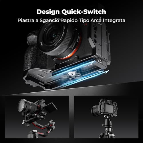 K&F CONCEPT Alpha 7 III/7 IV/7 Ⅴ/7R III/7R Ⅴ Cage, Gabbia per Fotocamera per Sony Alpha 7 III/7 IV/7 Ⅴ/7R III/7R Ⅴ con Piastra a Sgancio Rapido Integrata per Arca, Guida NATO, Filettature da 3/8“