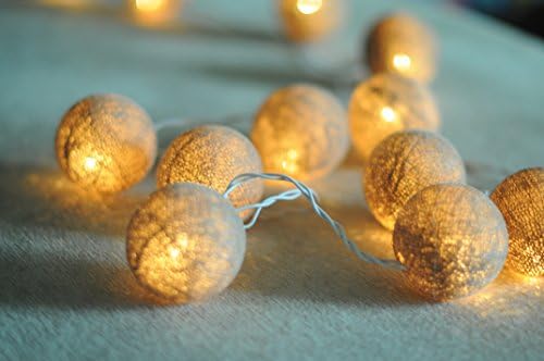 grey colr battery cotton ball string light batteries party decor cottonlight
