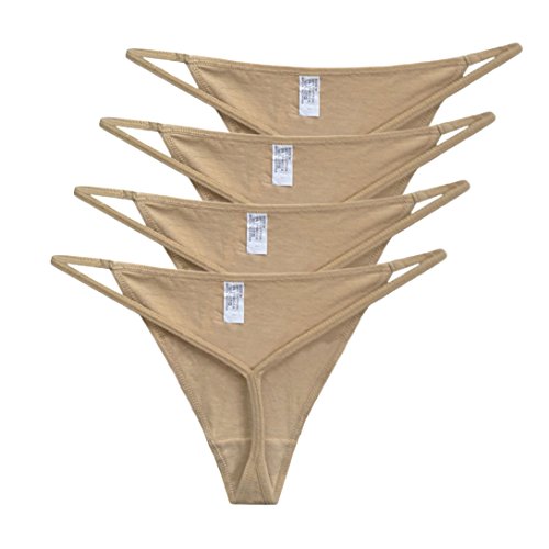 Shecret Cotton Thongs 4Pack Women G-Strings Low Rise Bikinis Panties Underwear